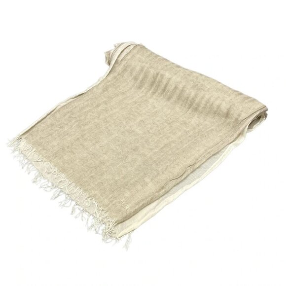 Auth FURLA - Cream Beige Hemp Viscose Cotton Scarf - Picture 1 of 7